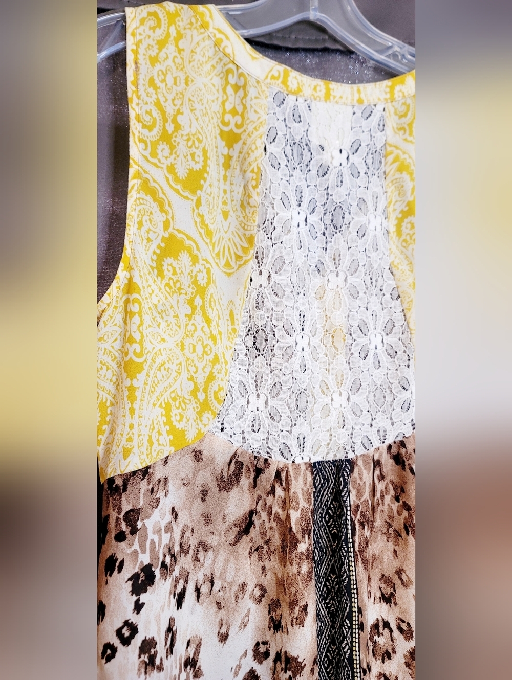FIG & FLOWER Women Size M Multicolor Sleeveless Button Front Tunic Blouse - Picture 9 of 15